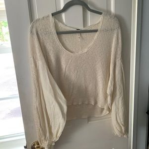 Free people lace/knit long sleeve top